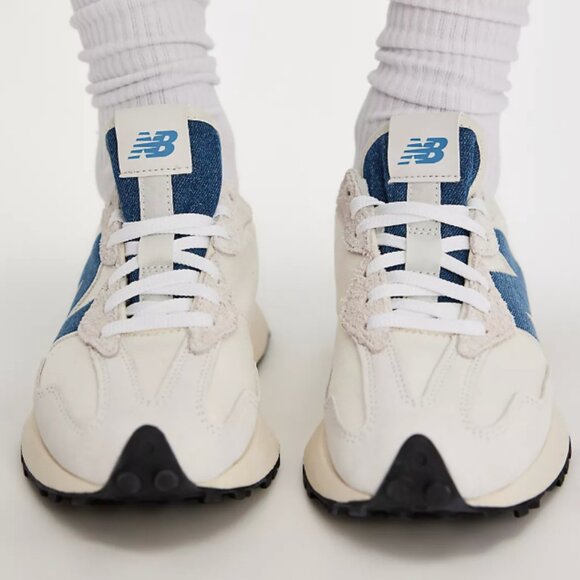 New Balance 327 Casual Womens Sneakers Shoes White Canvas Blue ~ various sizes ~ - Picture 8 of 14